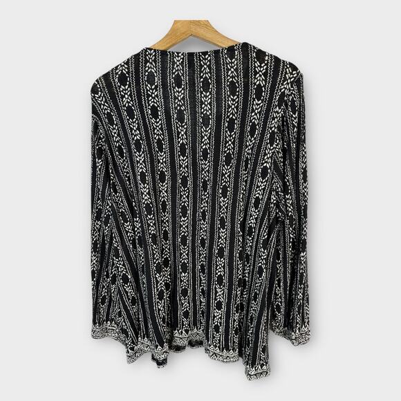 Lucky Brand Womens size 2X Embroidered Beaded Linen Geometric Boho Blouse - Picture 3 of 13